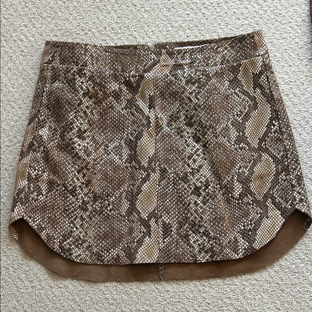 Karina Grimaldi Tan Snake Print Mini Skirt